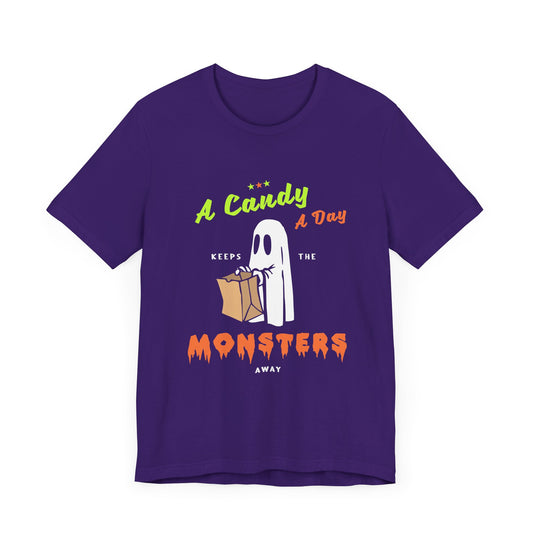 Halloween: A Candy Day Keeps The Monsters Away - Unisex Jersey Short Sleeve Tee - 12663