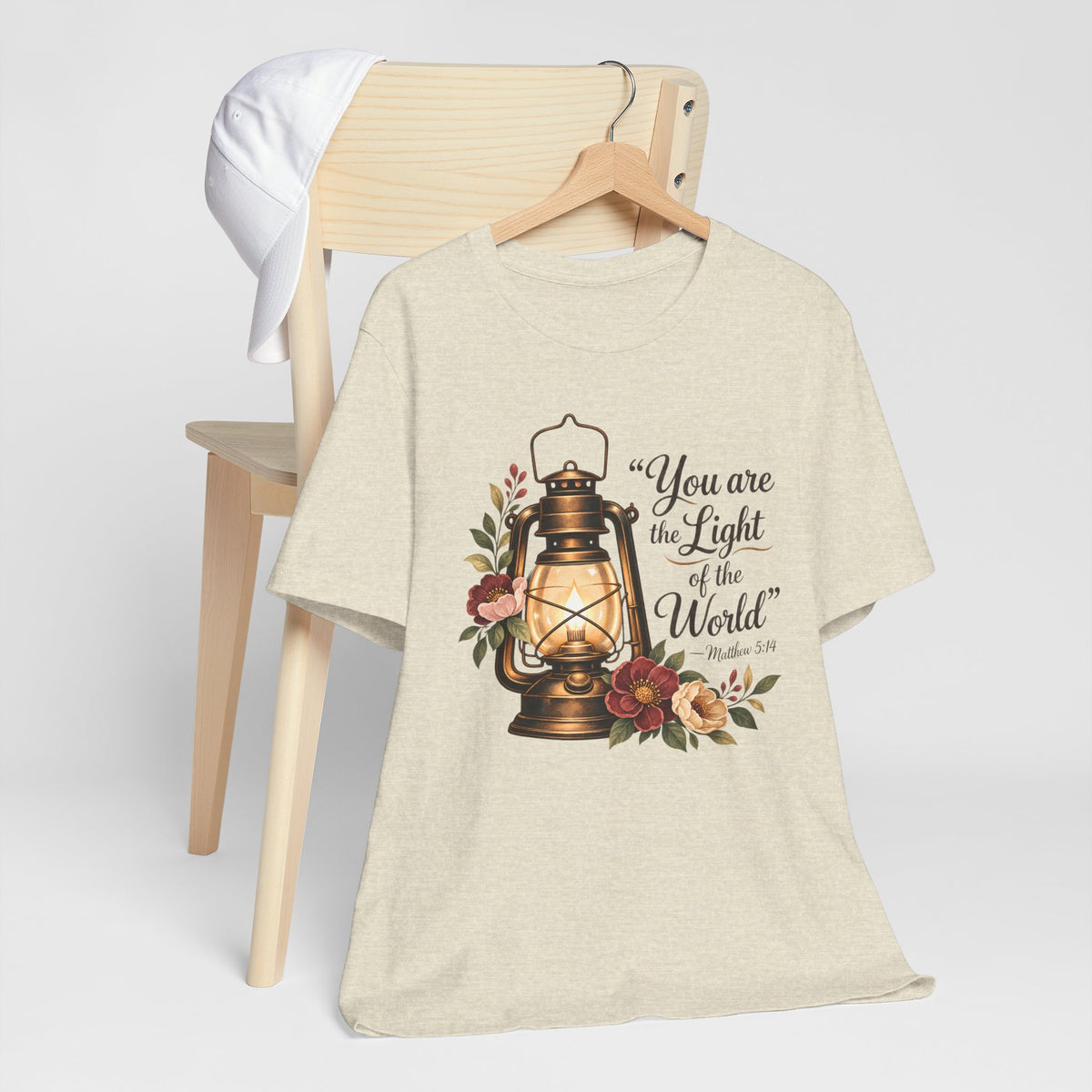 You Are the Light of the World T-Shirt, Vintage Floral Lantern Christian Tee - 14555