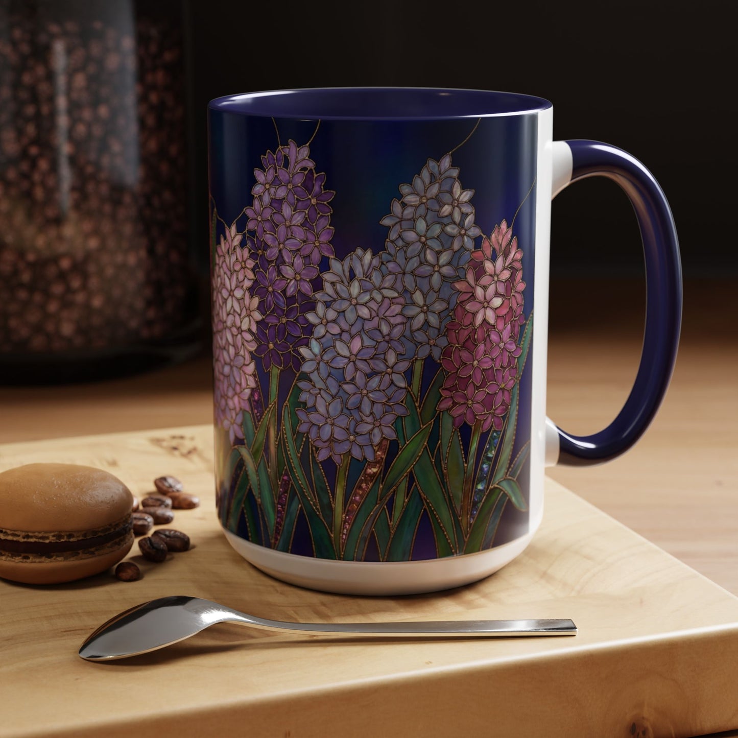 Hyacinth Floral Coffee Mug — Stained Glass Design (11/15 oz) - 14570