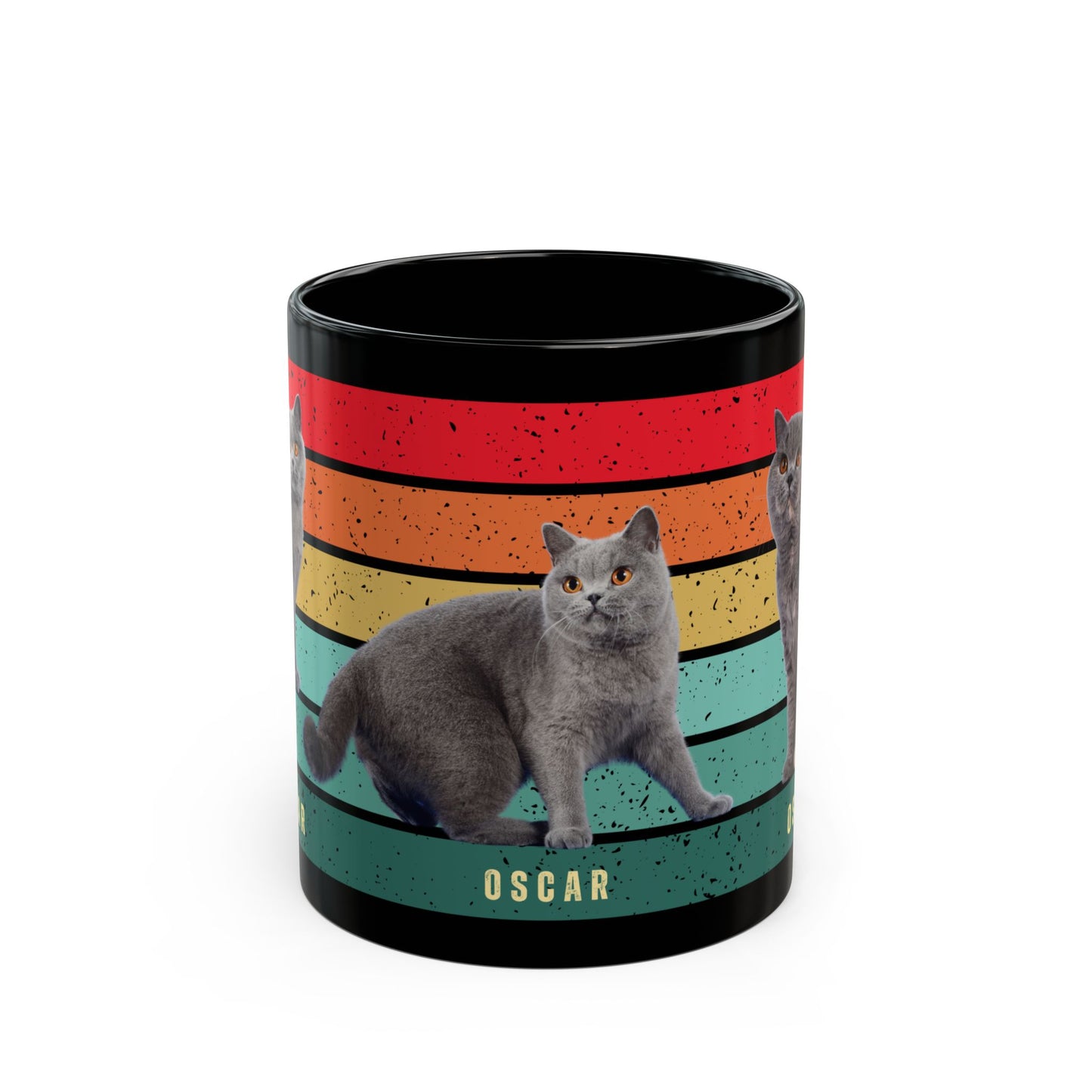 Oscar, Cat Photo, Customizable  - Black Mug (11oz, 15oz) - 10229