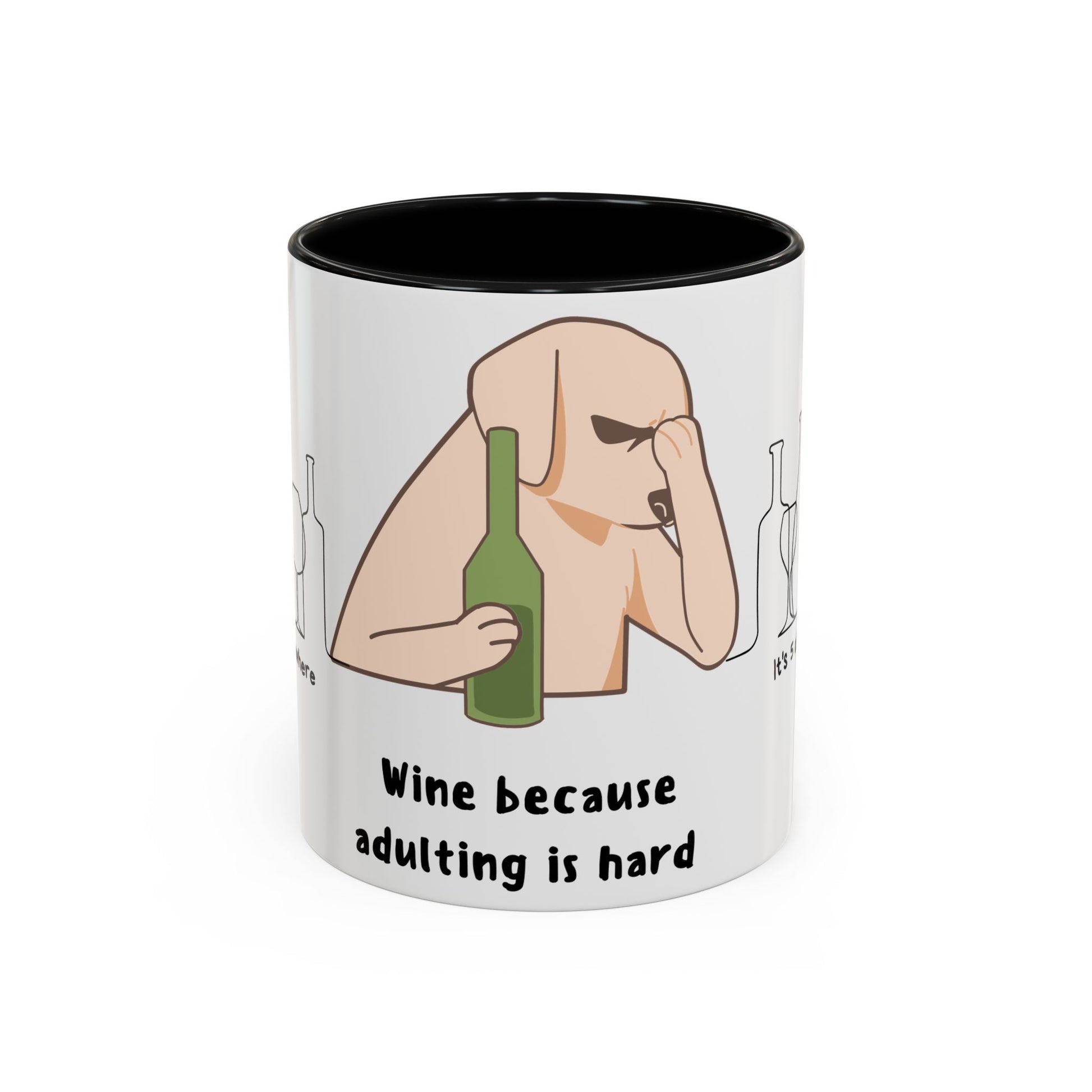 Wine Because Adulting is Hard - Accent Coffee Mug (11, 15oz) | 11 oz,11oz,15 oz,15oz,accent mug,Coffee Mugs,Halloween,Home & Living,Kitchen,Mugs,Spring Essentials,two tone,White base