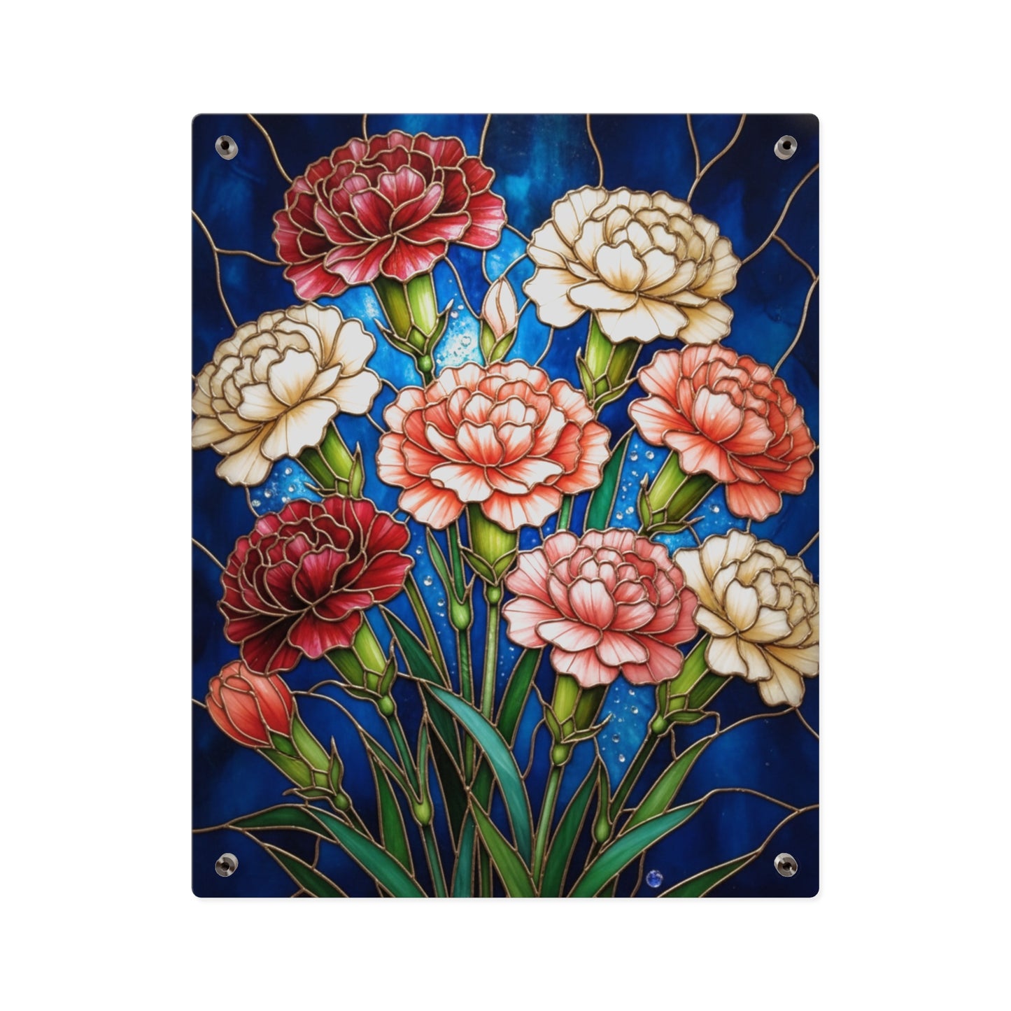 Carnation Bouquet Acrylic Wall Art Panel — Floral Home Décor - 14599