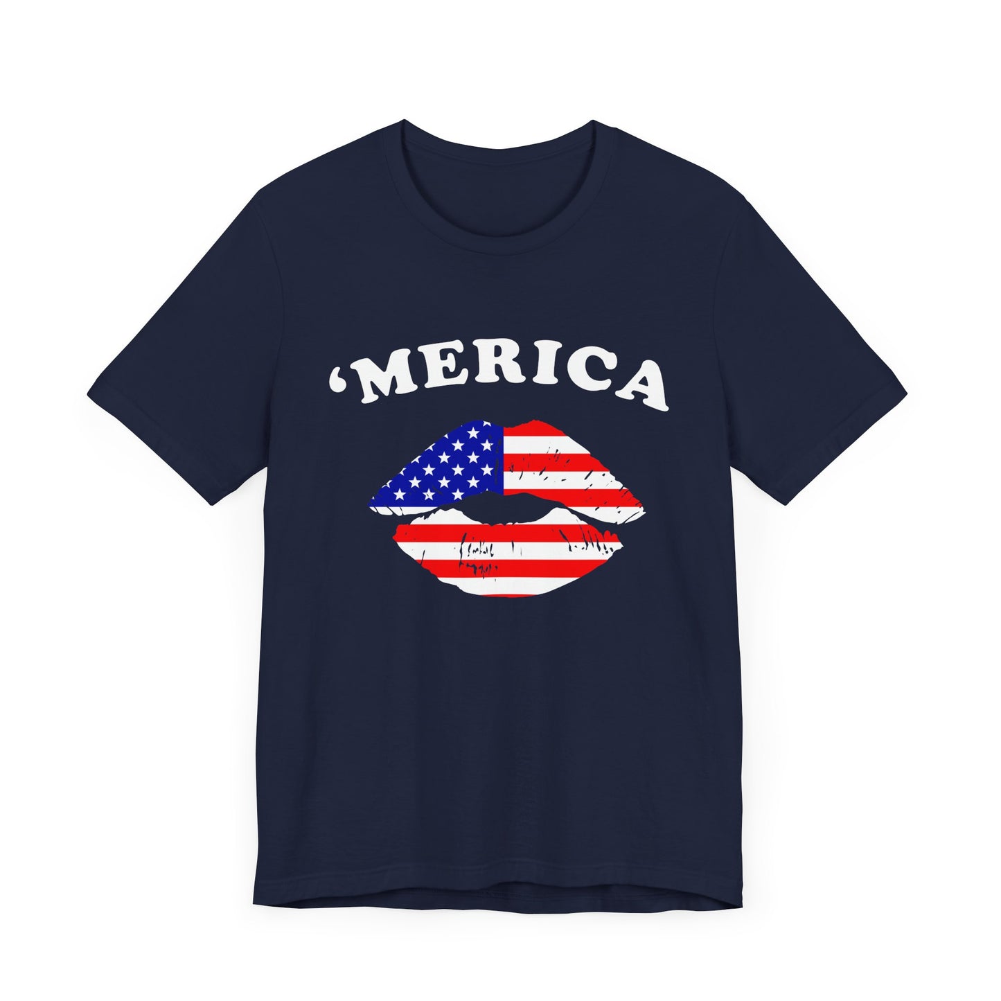 'Merica Unisex Jersey Tee, Patriotic Short Sleeve Shirt, USA Flag Design, Independence Day Apparel, Festival Wear, Summer Casual - 13519