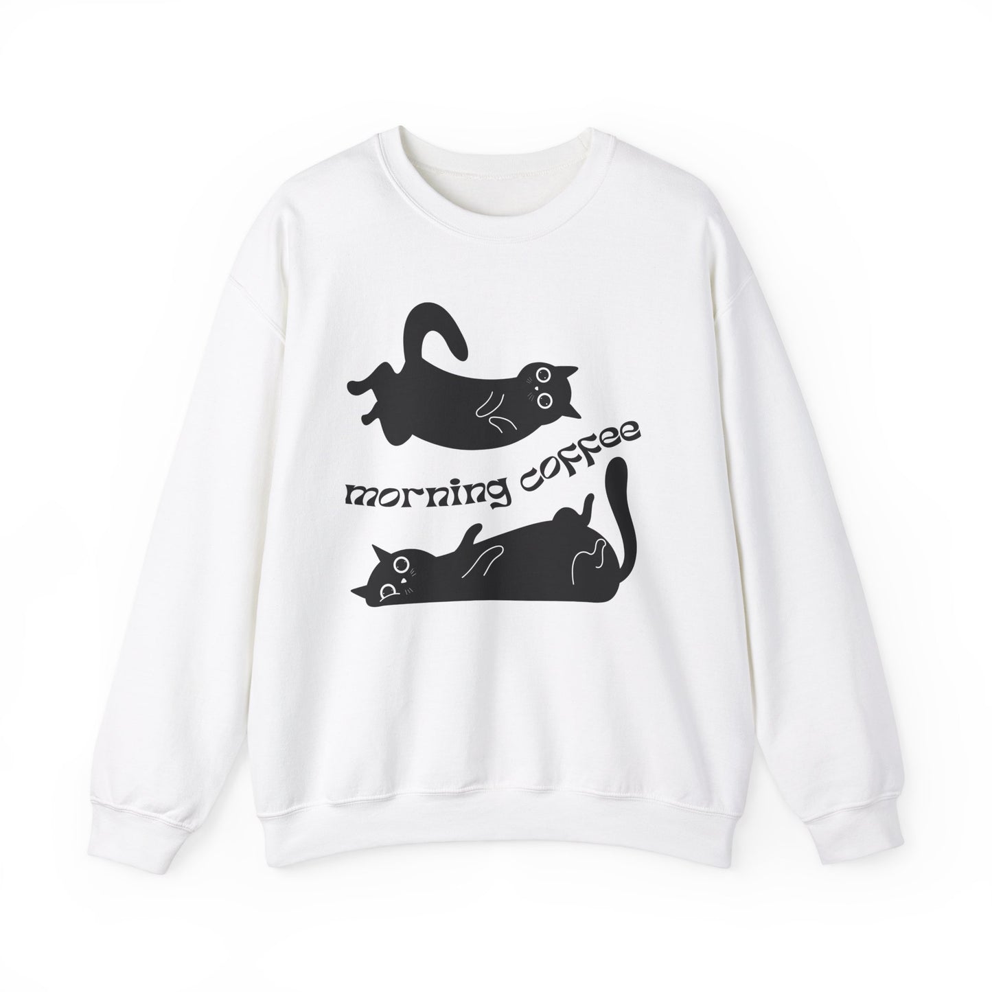Black Cats, Morning Coffee - Unisex Heavy Blend™ Crewneck Sweatshirt - 11325