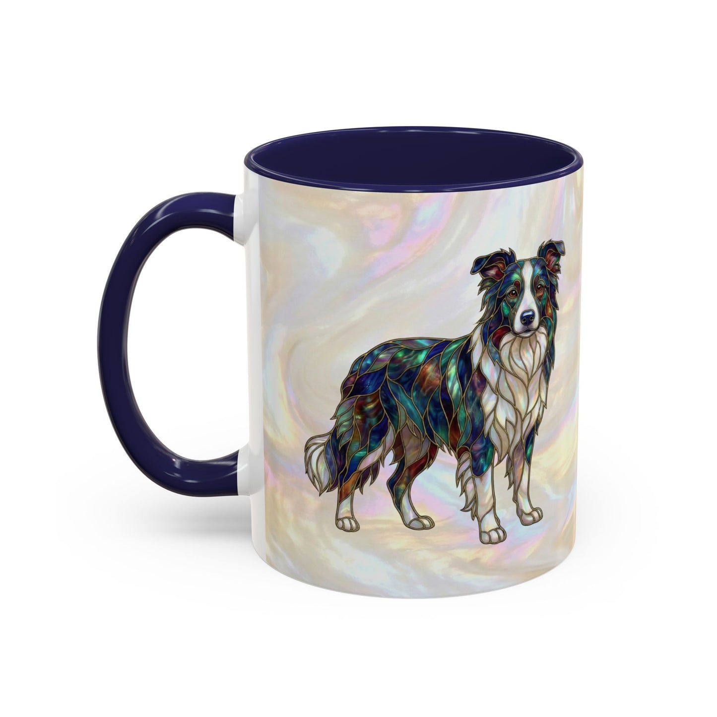 Border Collie Accent Coffee Mug — Stained Glass Design (11/15 oz) - 14619