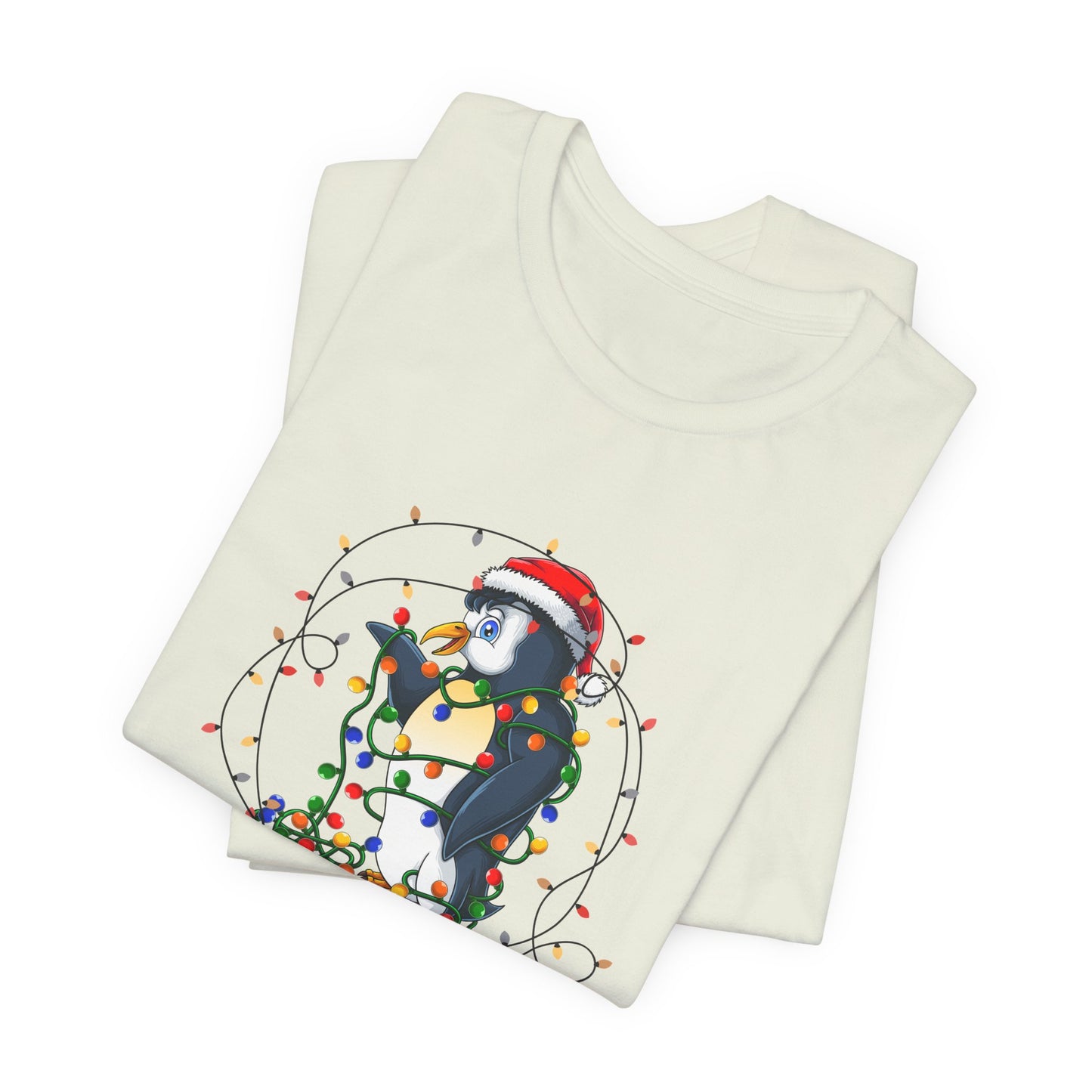 Penguin with Christmas Light - Unisex Jersey Short Sleeve Tee - 10407