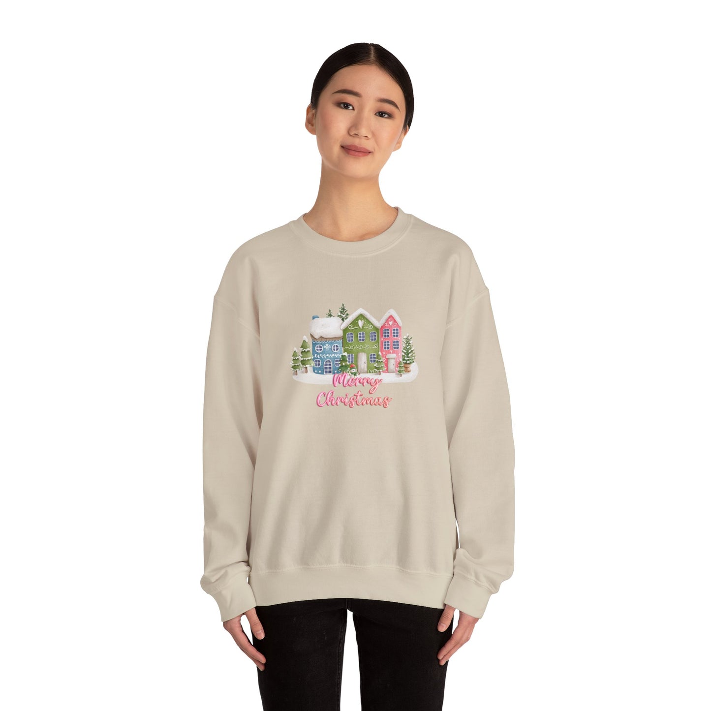 Merry Christmas, Houses - Unisex Heavy Blend™ Crewneck Sweatshirt - 10136