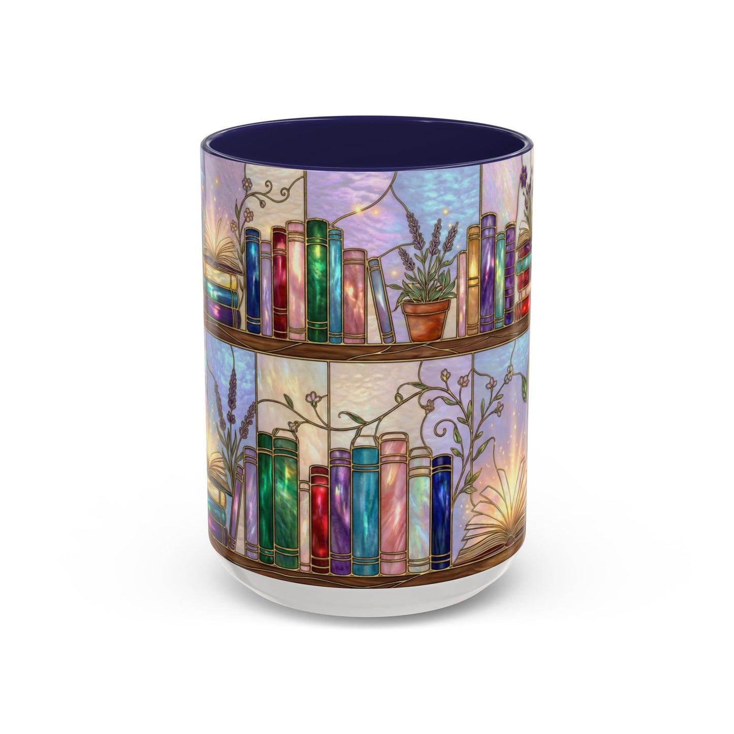 Magic Book Shelf Accent Coffee Mug — Stained Glass Design (11/15 oz) - 14529