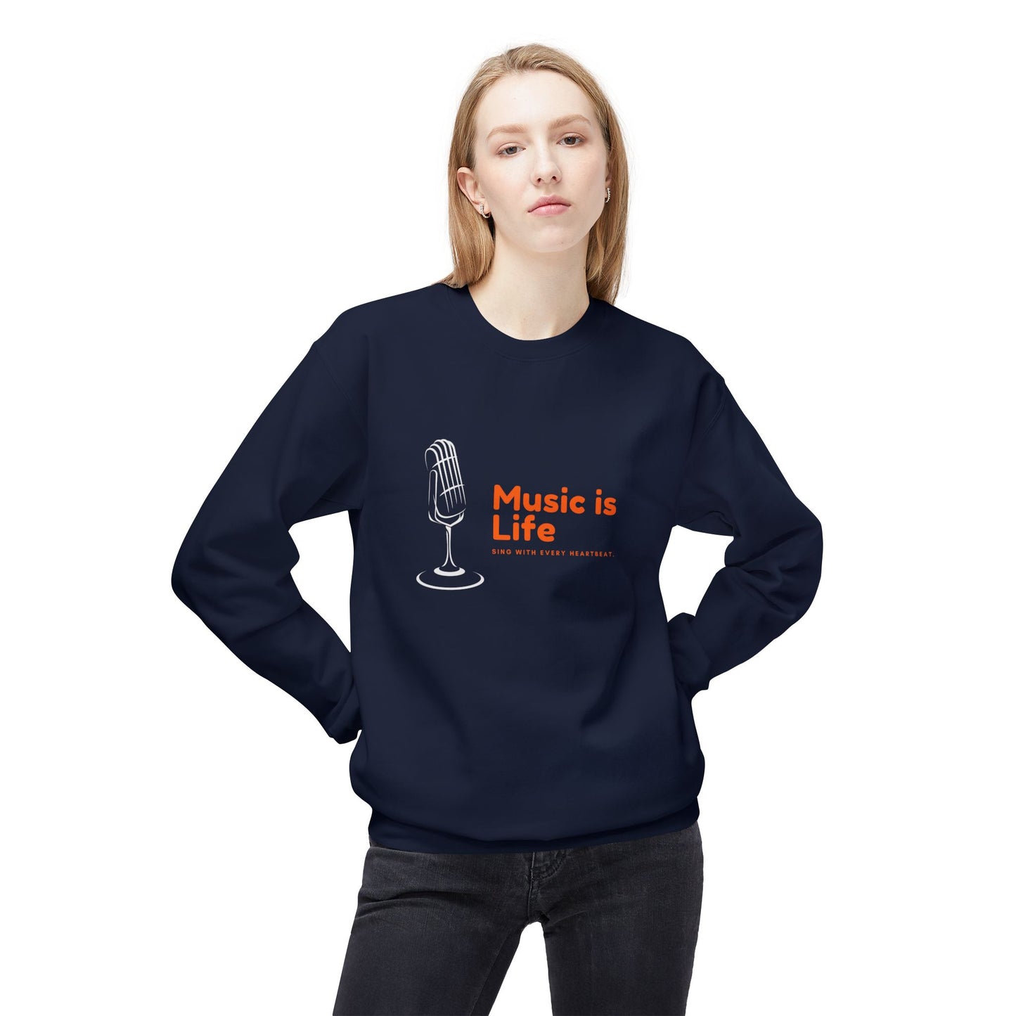 Music is Life - Unisex Midweight Softstyle Fleece Crewneck Sweatshirt - 10602