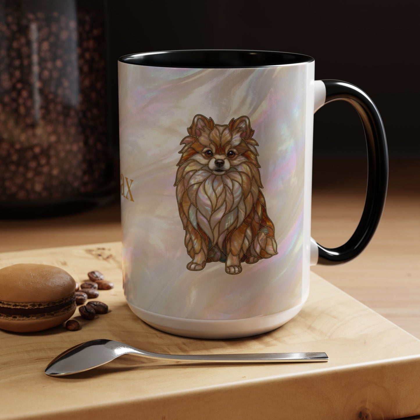Pomeranian Accent Coffee Mug — Stained Glass Design (11/15oz) - 14638