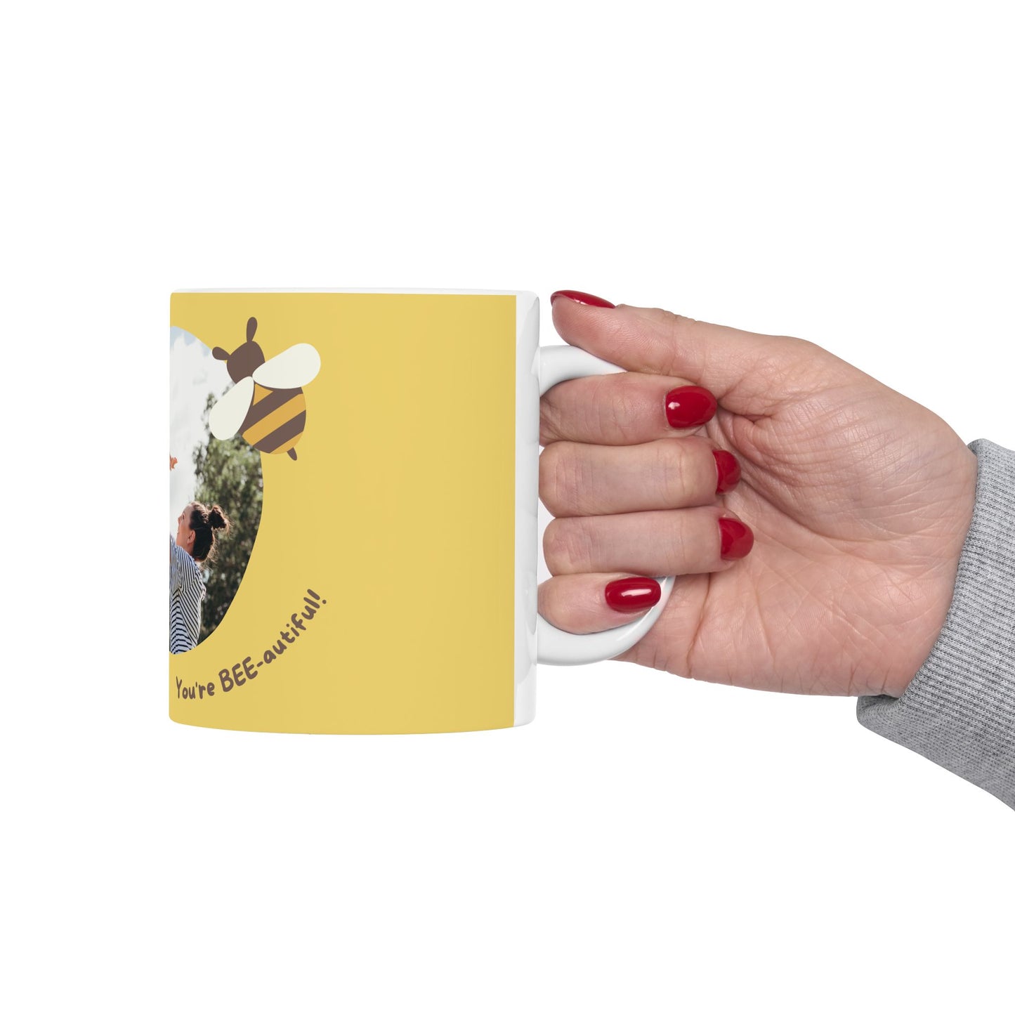 Mom, You're Bee-autiful, Photo Customizable, Ceramic Mug - Perfect Gift for Mother's Day - 11818