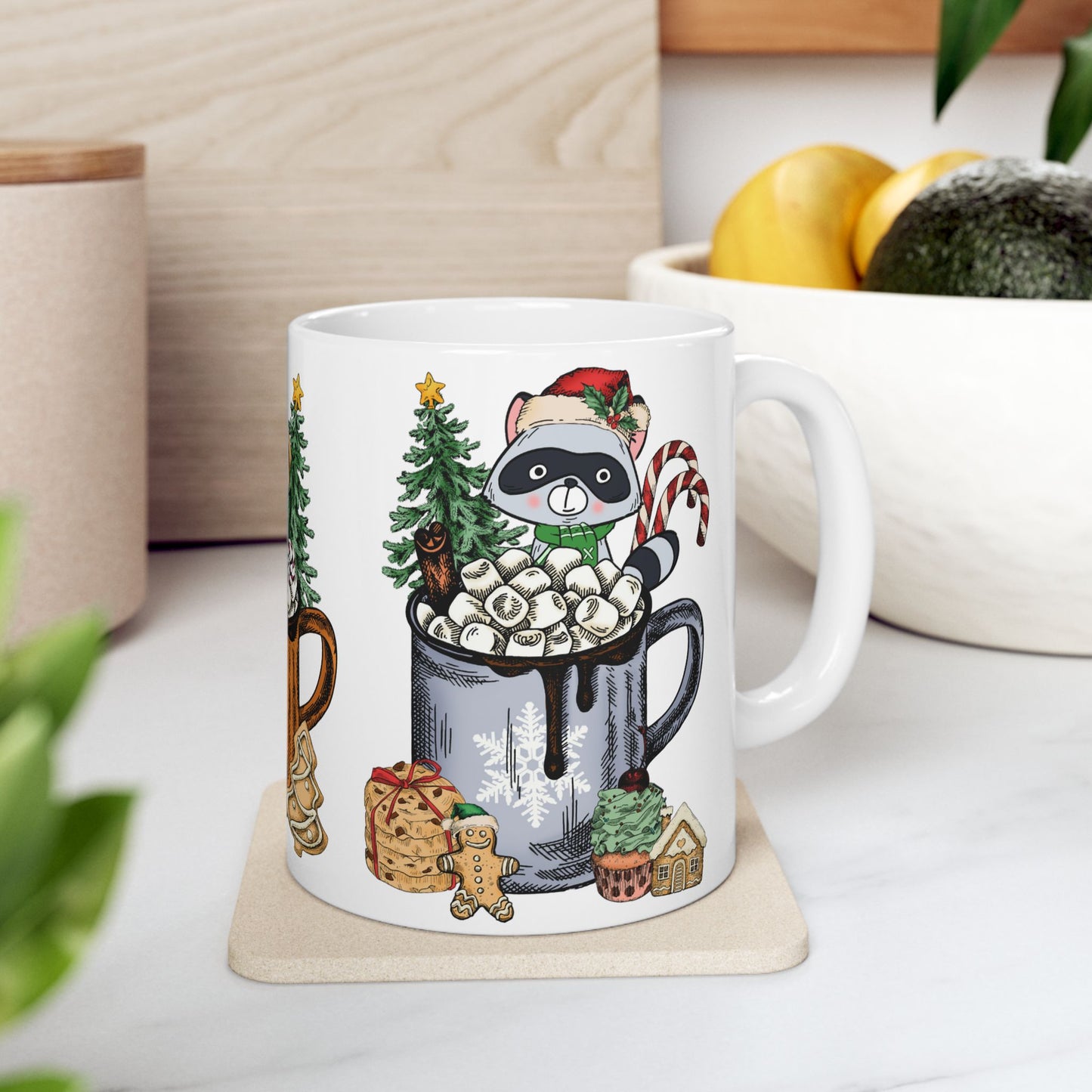 Christmas Marshmallow Mugs with Animals - Ceramic Mug, (11oz, 15oz) - 10292