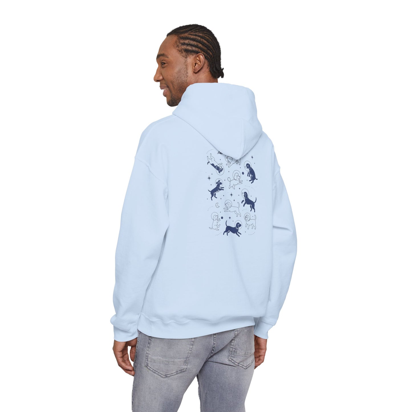 Dog in Space Hoodie – Space Puppy Graphic Hooded Sweatshirt, Unisex Heavy Blend™ - 14679