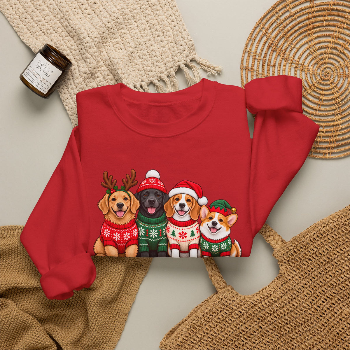 Pawsome Christmas Sweatshirt,  Cute Festive Dogs Crewneck - 14558