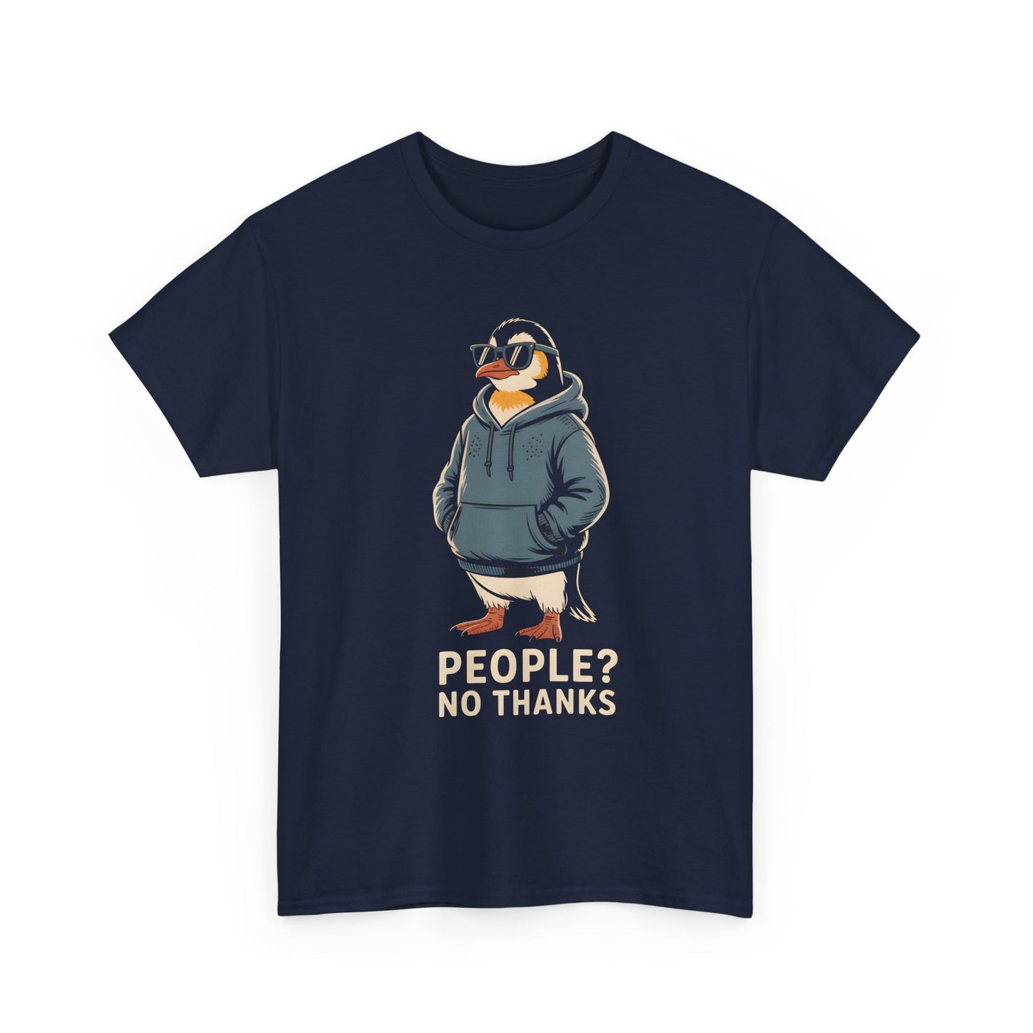 Funny Penguin T-Shirt – “People? No Thanks” Introvert Anti-Social Humor Tee Gift - 14847