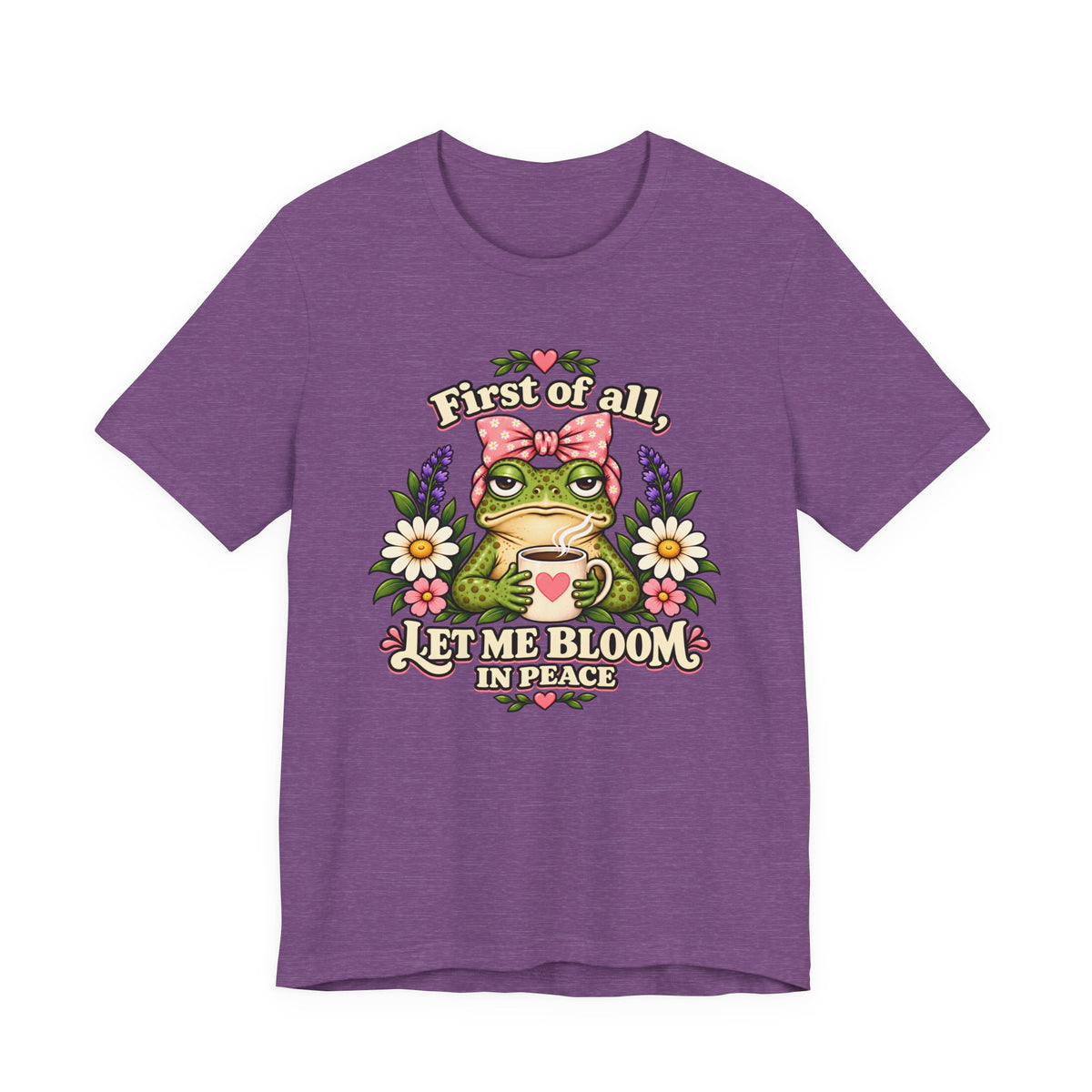 Let Me Bloom in Peace Frog T-Shirt, Cute Floral Coffee Tee - 14500