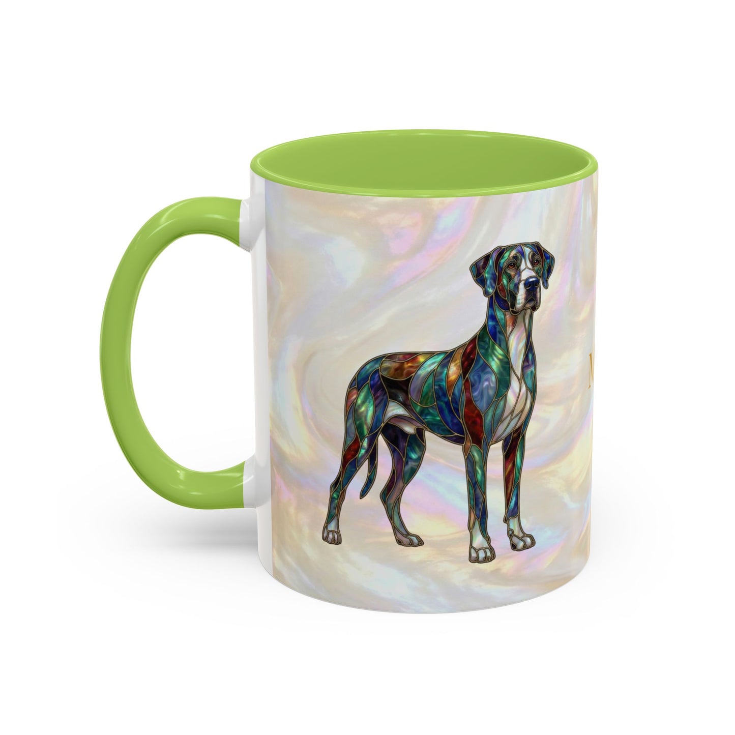 Personalized Great Dane Dog Mug — Stained Glass Design (11/15 oz) - 14550