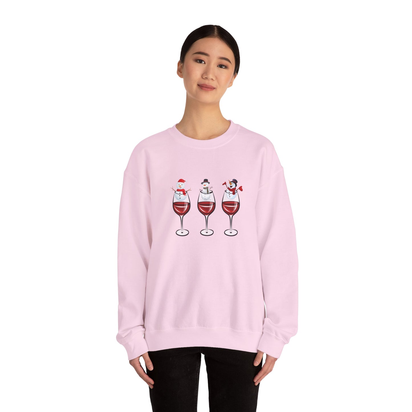 Snowman & Glass of Wine - Unisex Heavy Blend™ Crewneck Sweatshirt - 10013