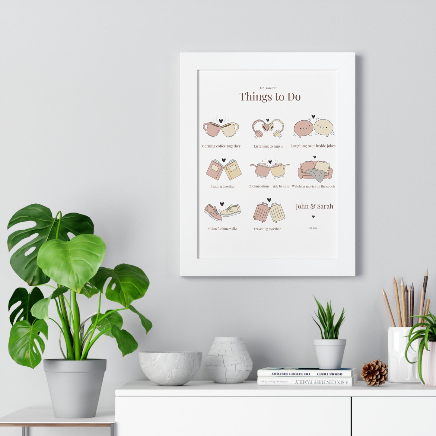 Framed Poster – “Our Favourite Things to Do” Personalized Couple Print | Valentine’s Gift - 14708