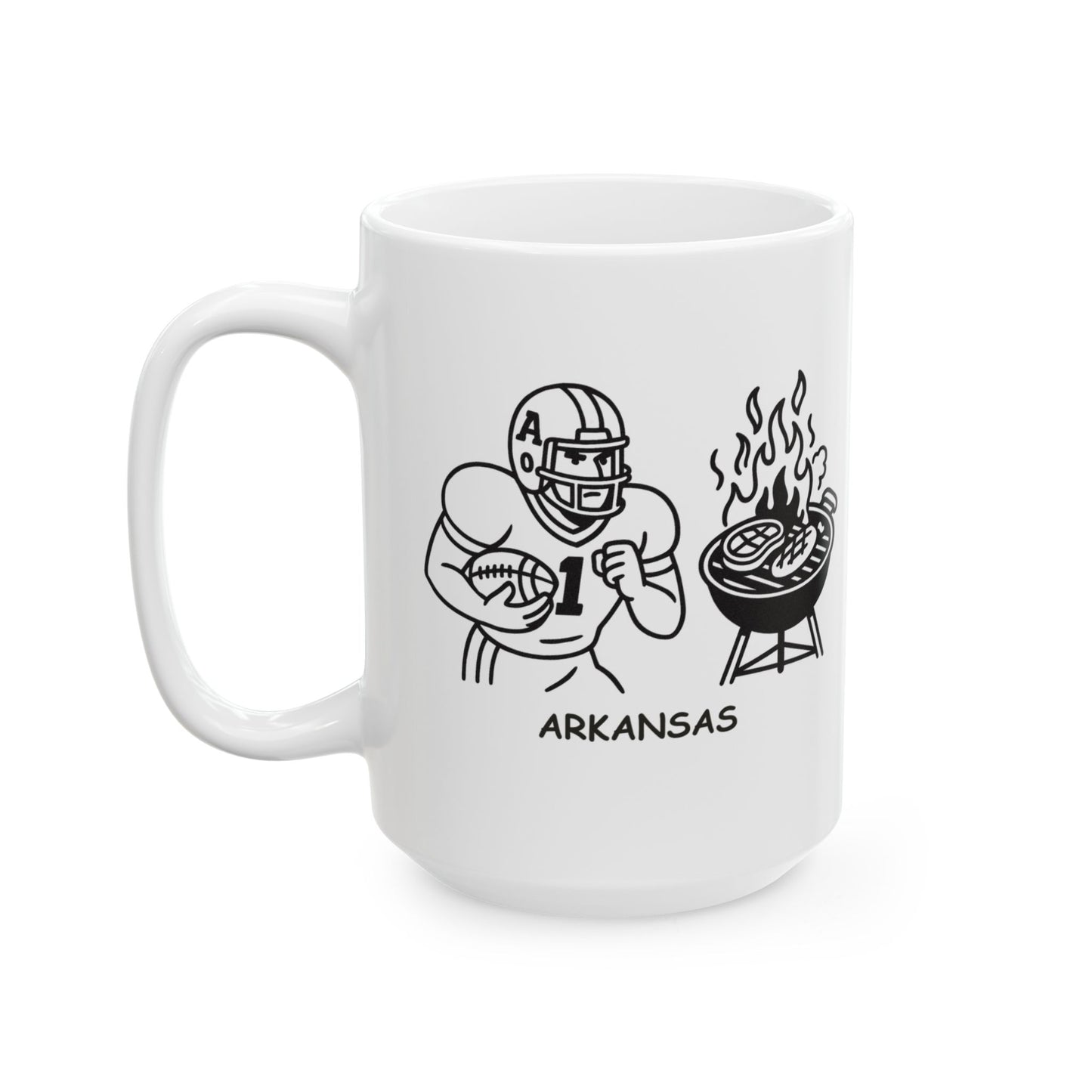 "In Arkansas, we like our football like we like our BBQ—hot and spicy."  Ceramic Mug - 13348