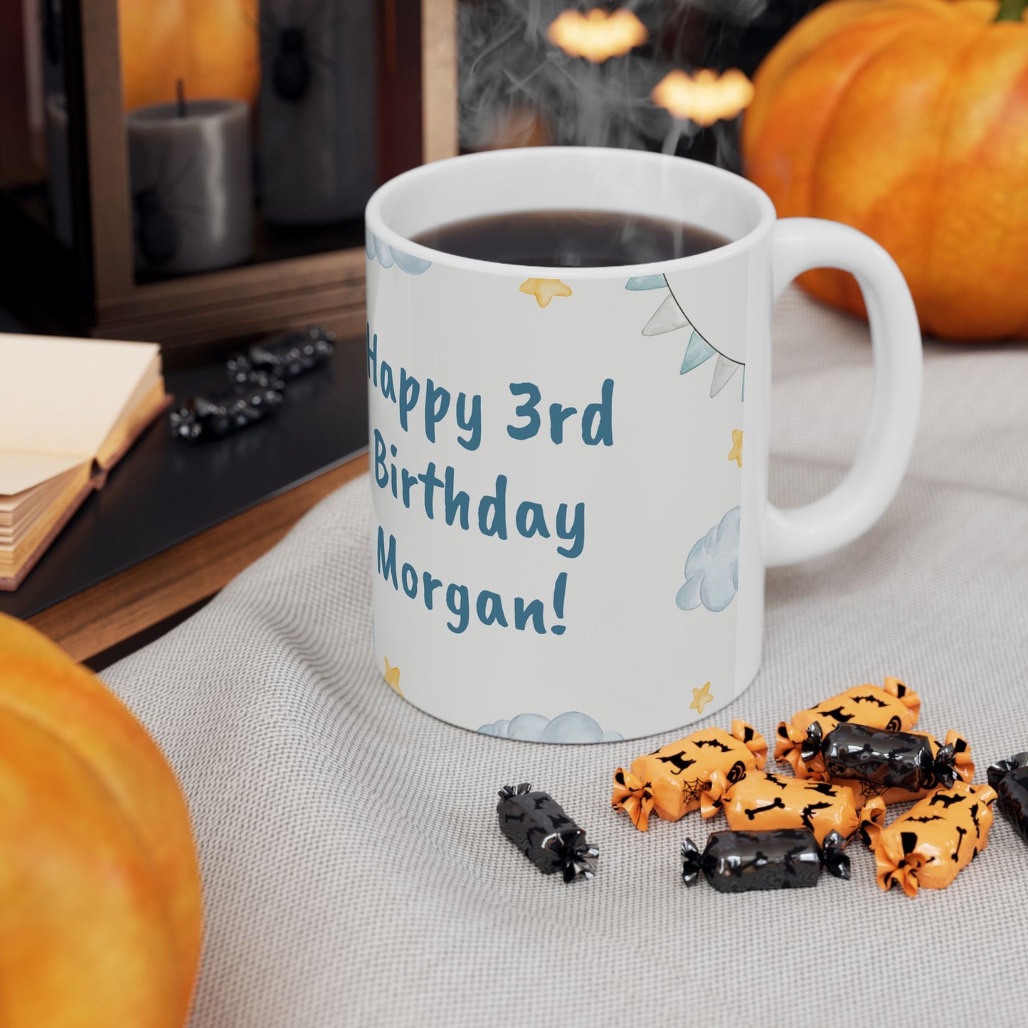 Happy Birthday Elephant Ceramic Mug | Custom Gift For Kids, Cute Animal Mug, Kids Birthday - 13954