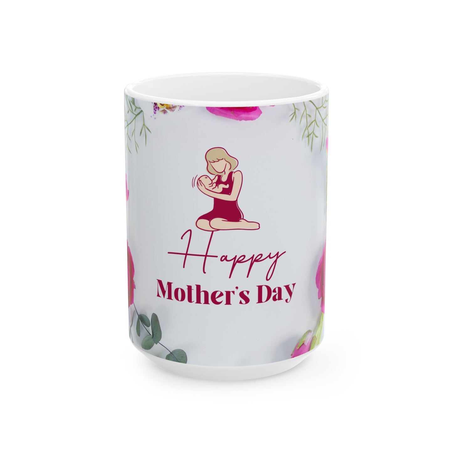Happy Mother's Day Floral Ceramic Mug - Perfect Gift for Moms - 12278