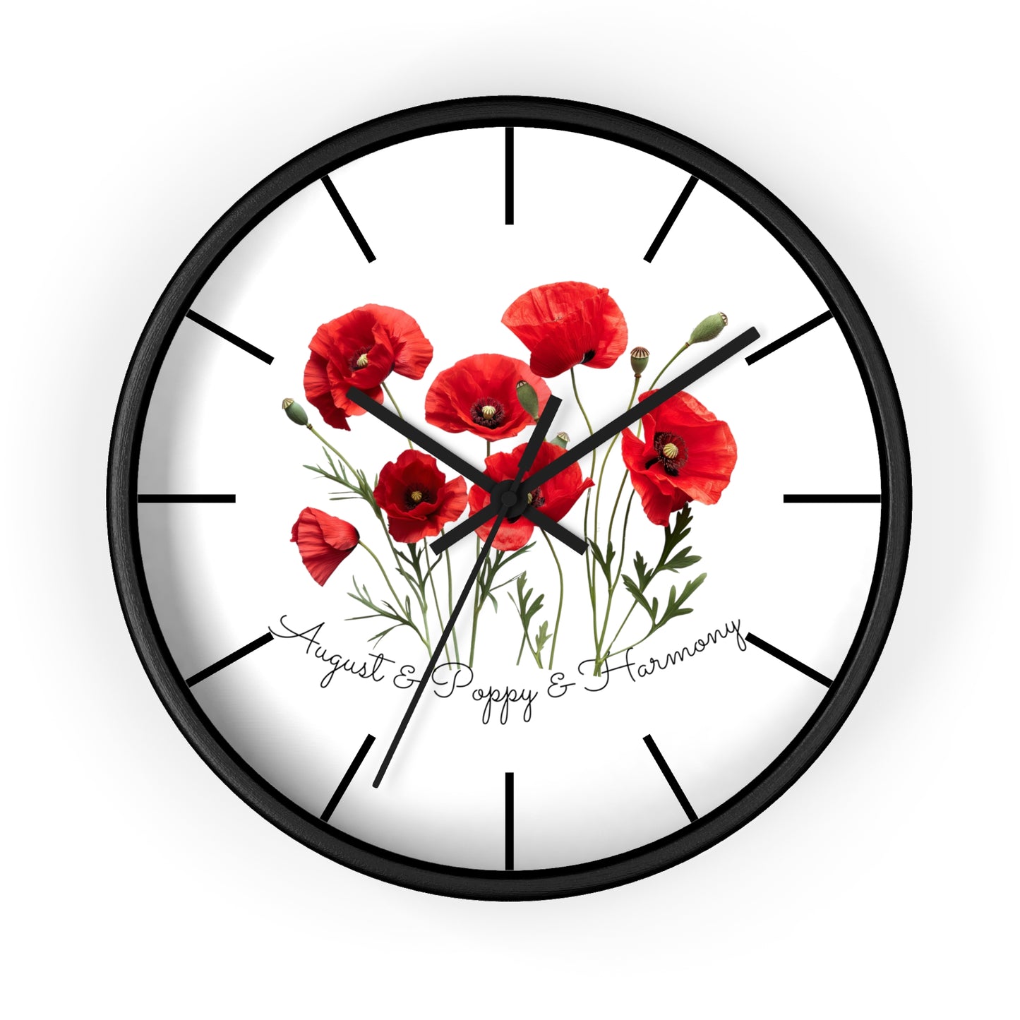 Happy Birthday August, Poppy - Wall Clock