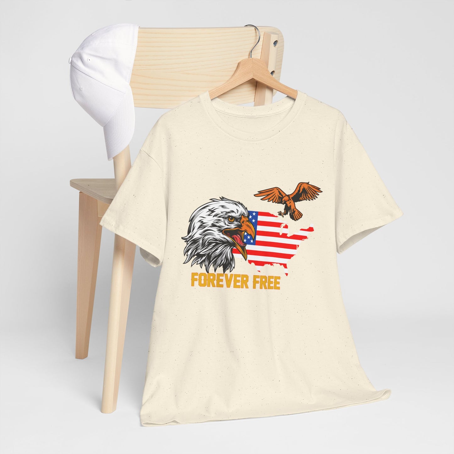 Unisex Heavy Cotton Tee with "Forever Free" Design - Perfect for Patriotic Events, July 4th Celebrations, Gifts, Summer Wear, Casual Outfits - 13692