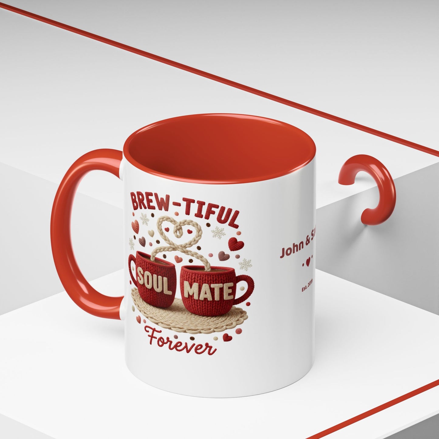 Brew-tiful Soulmates Forever Personalized Mug — Custom Names & Established Date (11oz / 15oz) - 14746