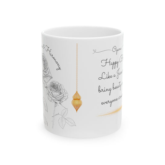 Happy Birthday, June, Rose, Customized Ceramic Mug, (11oz, 15oz)