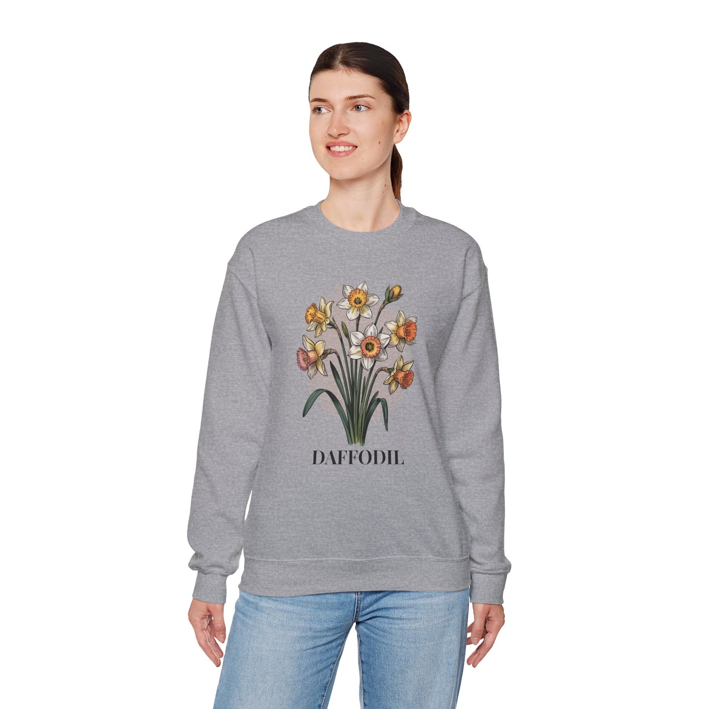 March Birth Flower Daffodil Sweatshirt — Vintage Botanical Floral Crewneck Gift - 14824