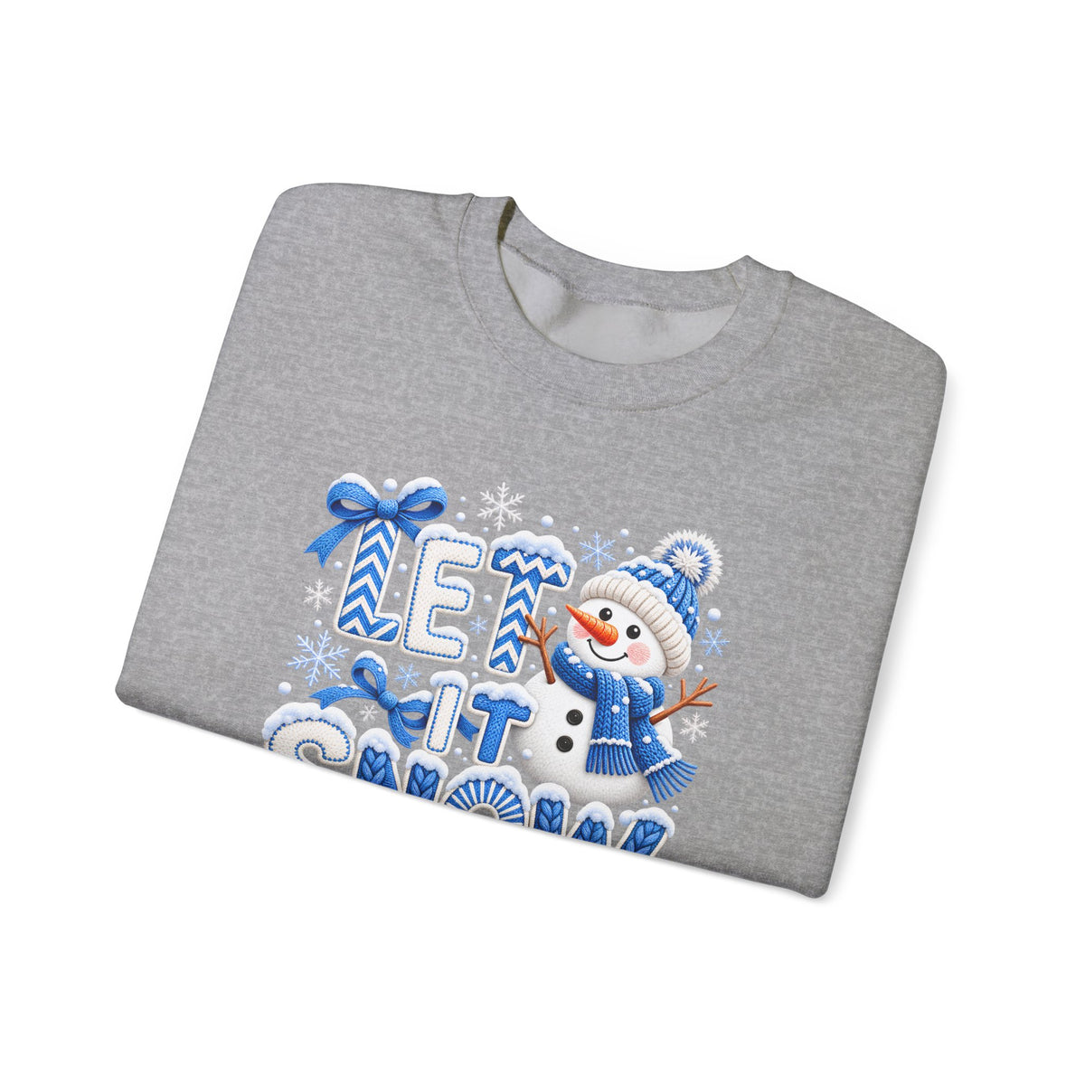 Let It Snow Sweatshirt,  Cute Snowman Winter Christmas Crewneck - 14545