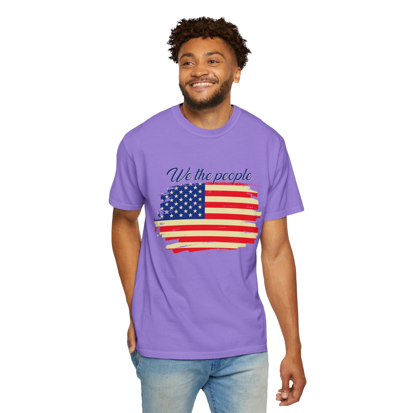 Patriotic Garment-Dyed T-Shirt - We the People, Independence Day Gift, Casual Wear, Constitution Day, Freedom Apparel - 13691