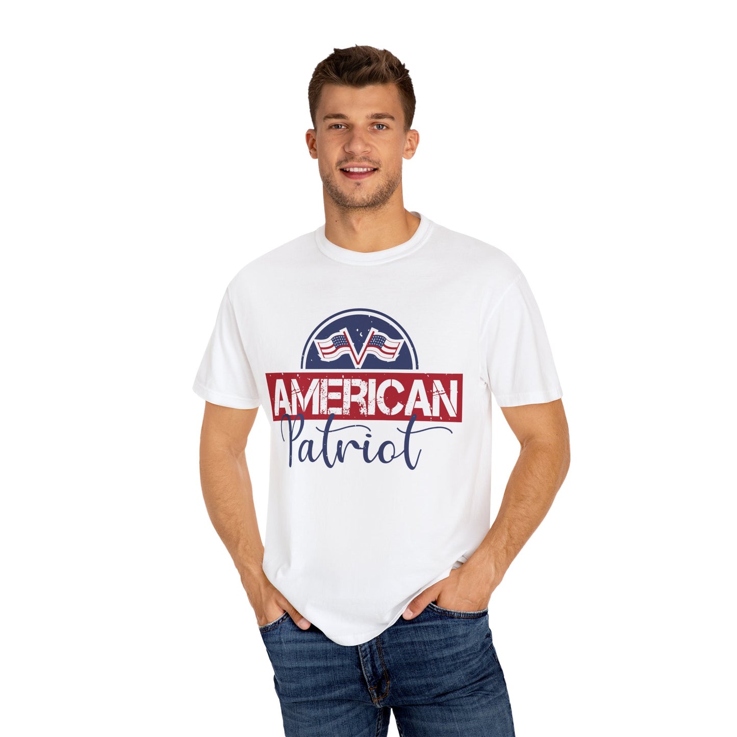 American Patriot Garment-Dyed T-Shirt, USA Pride Tee, 4th of July Shirt, Americana Apparel, Unisex Casual Wear - 13813