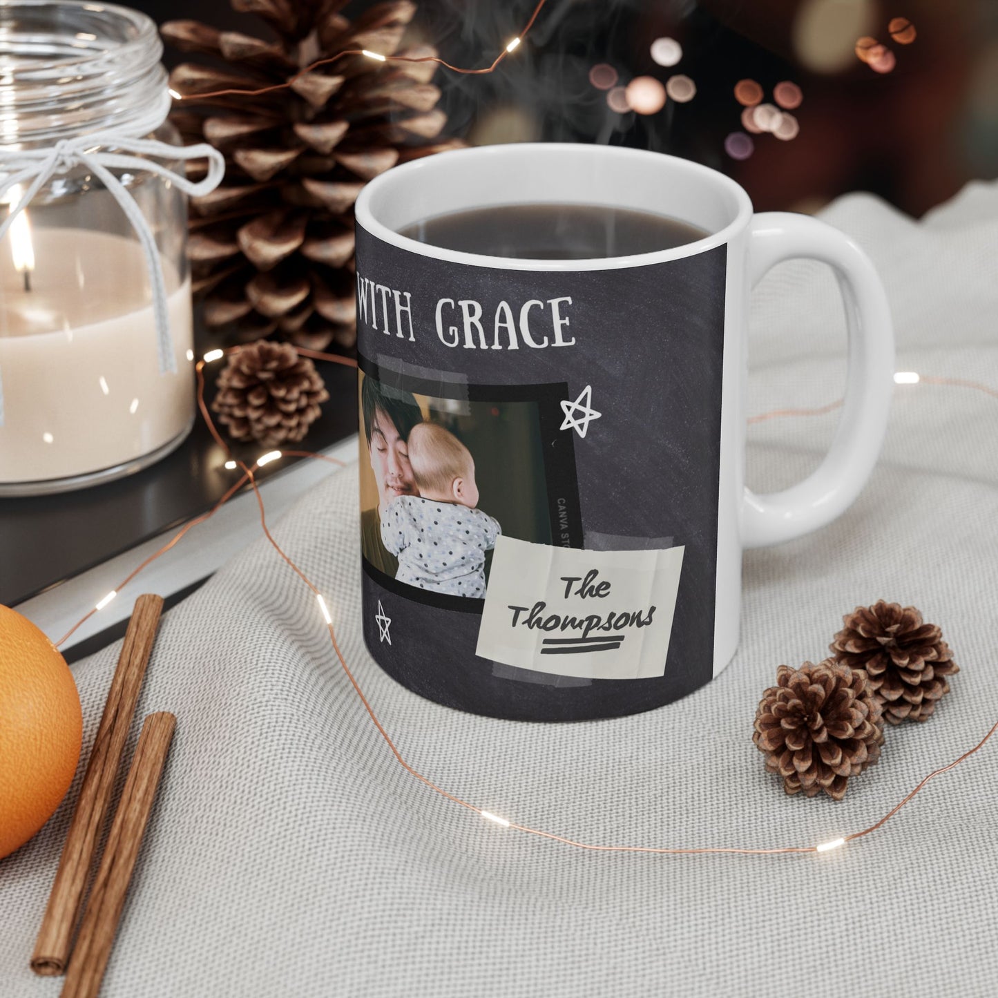 Personalized 1st Father's Day Ceramic Mug, Gift for Dads, Custom Photo Mug, Coffee Cup, Unique Father's Day Present - 14059