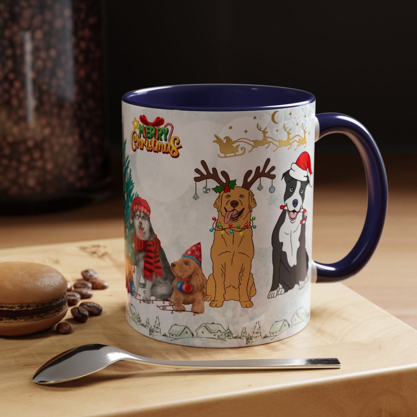 Merry Christmas Dogs - Accent Coffee Mug (11, 15oz)