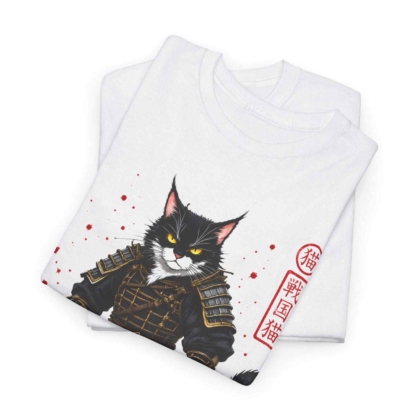 Samurai Cat T-Shirt – Japanese Warrior Cat Graphic Tee, Anime Samurai Cat Shirt, Japanese Streetwear Gift - 14913