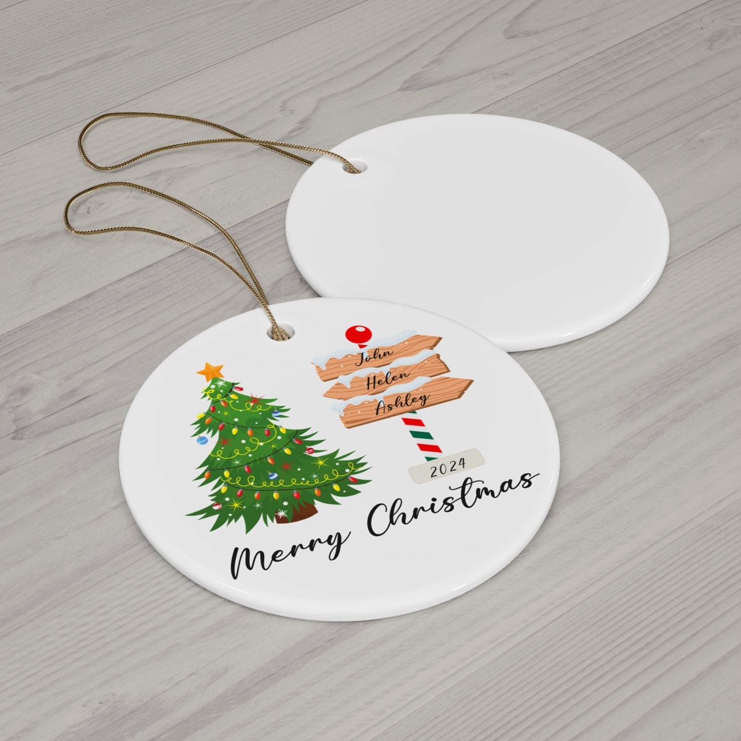 Snow Sign With Names, Customizable - Ceramic Ornament, 4 Shapes - 10118