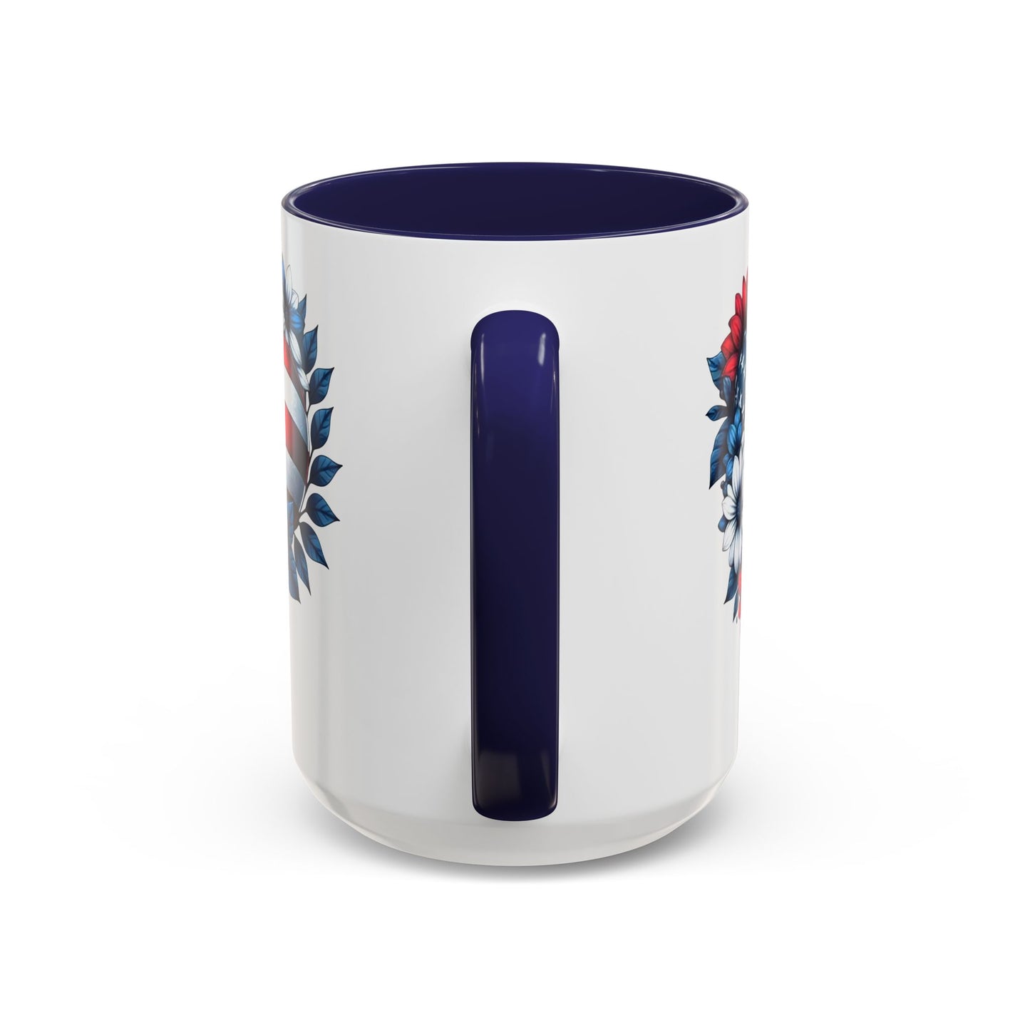 America 250th Anniversary Mug – Patriotic Heart American Flag Floral Accent Coffee Cup, USA Independence Day Gift (11oz, 15oz) - 14834