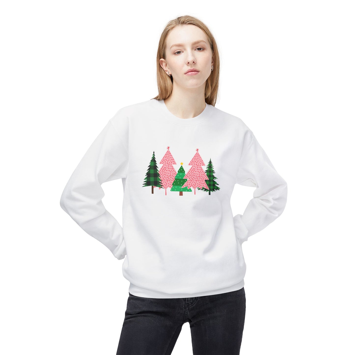 Christmas Trees - Unisex Midweight Softstyle Fleece Crewneck Sweatshirt - 10174