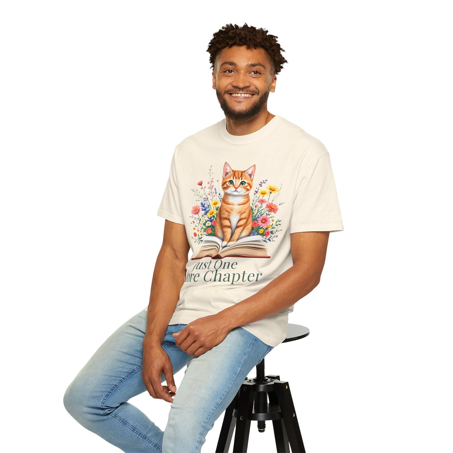 Just One More Chapter Cat T-Shirt – Floral Book Lover Gift for Readers - 14812