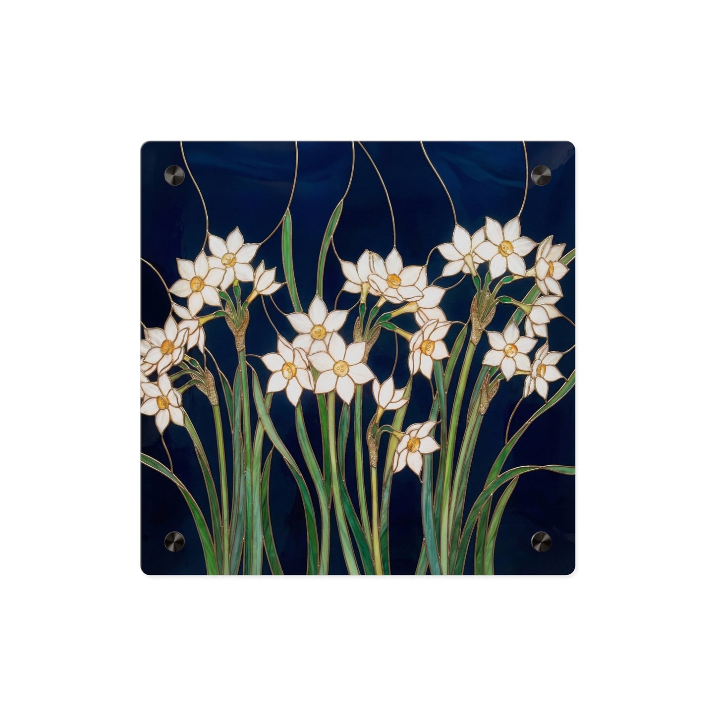 Whitepaper Narcissus Acrylic Wall Art Panel — (Floral Modern Decorative Plaque) - 14598