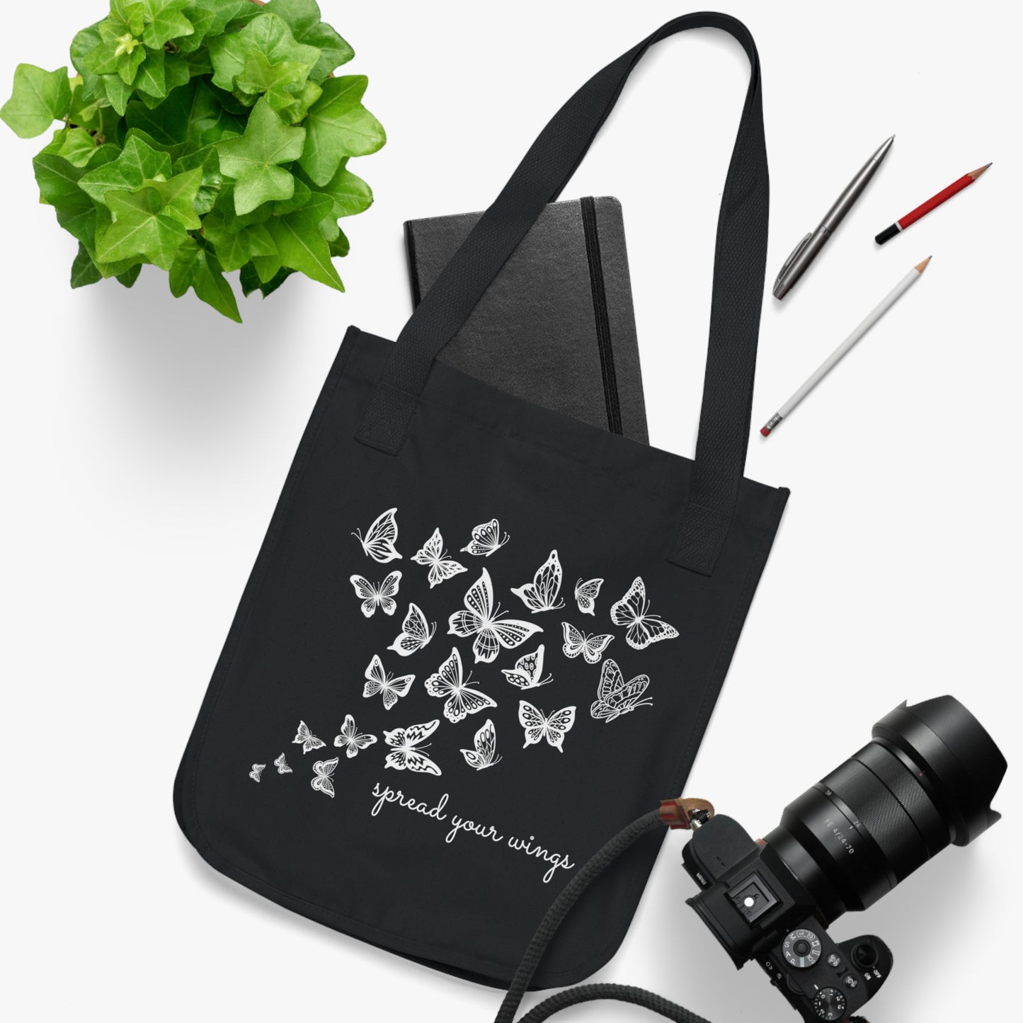 Organic Canvas Tote Bag | Butterfly  Lovers