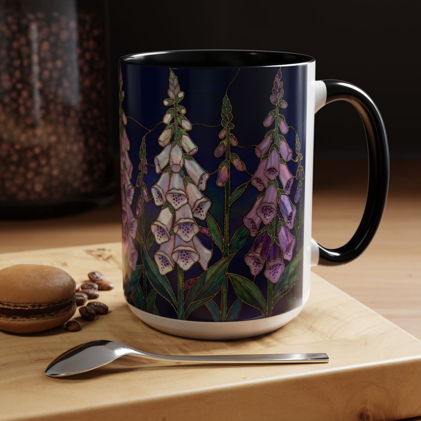 Foxglove Floral Coffee Mug — Stained Glass Design (11/15oz) - 14565