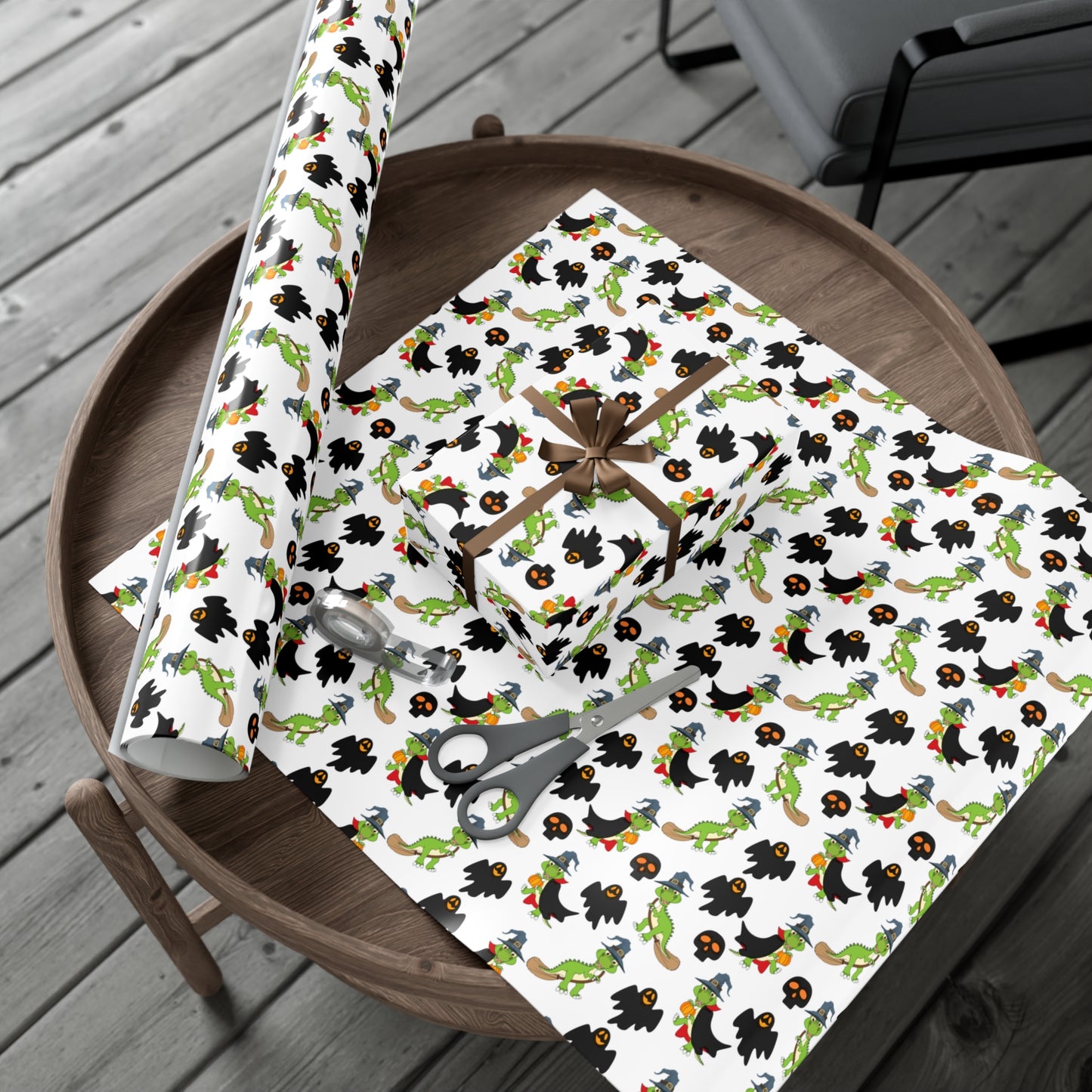 Green Dinosaur Witch  - Gift Wrap Papers - 13989