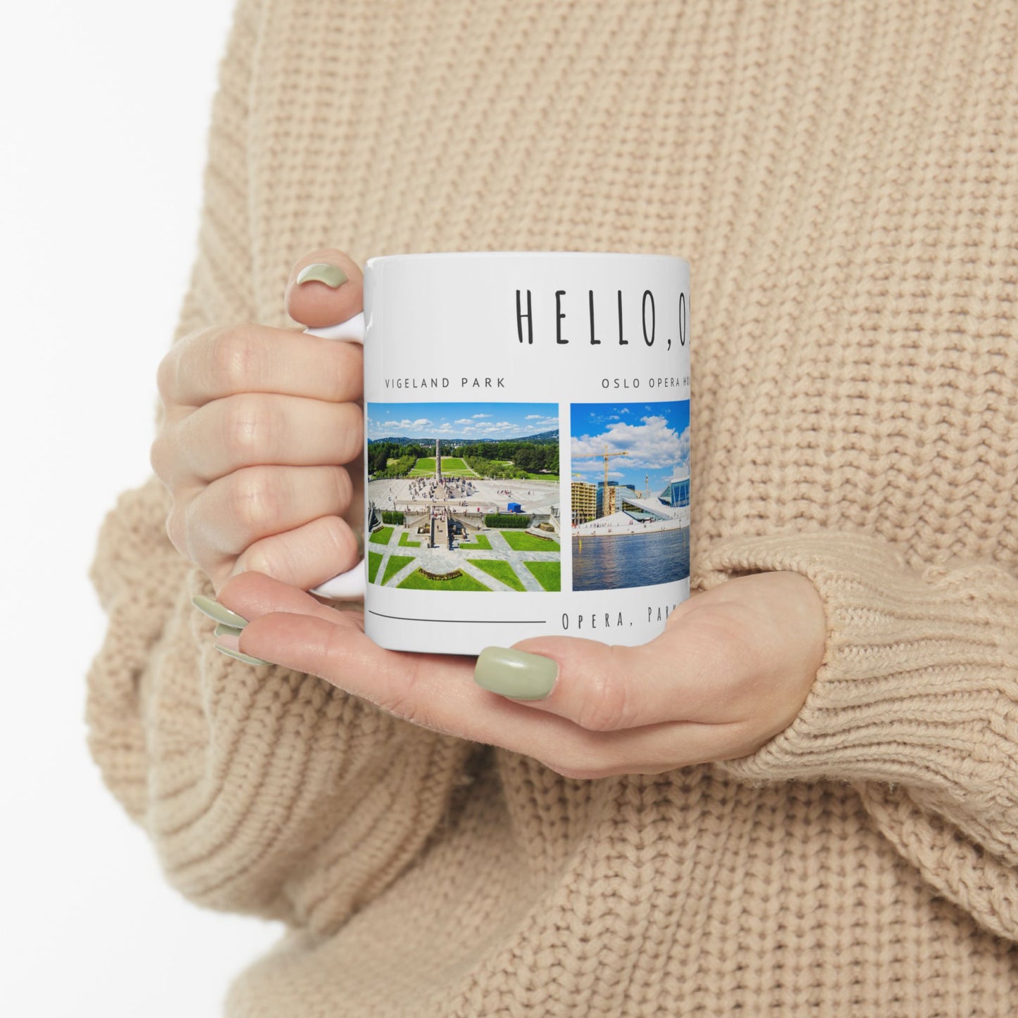 Hello Oslo Ceramic Mug - Perfect Gift for Travelers and Coffee Lovers - 11oz & 15oz - 12096