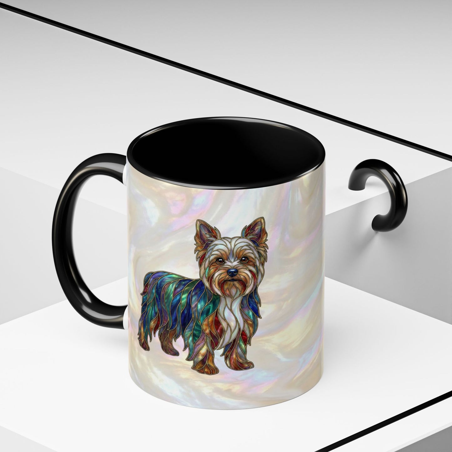 Yorkie Accent Coffee Mug – Stained Glass Design 11/15oz - 14653