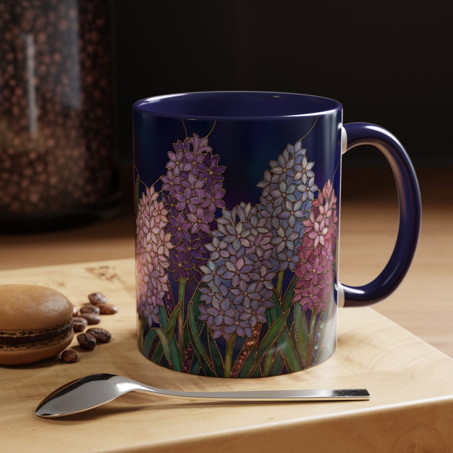 Hyacinth Floral Coffee Mug — Stained Glass Design (11/15 oz) - 14570