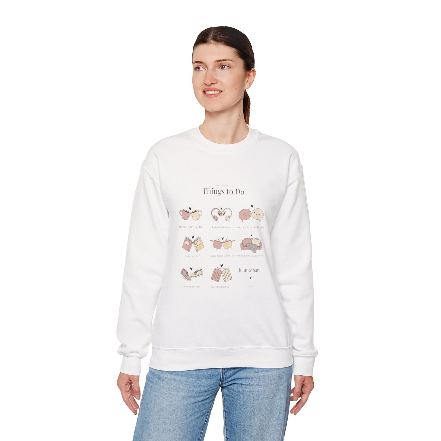 Our Favourite Things to Do Together – Personalised Illustration Crewneck Sweatshirt | Valentine’s Gift - 14726