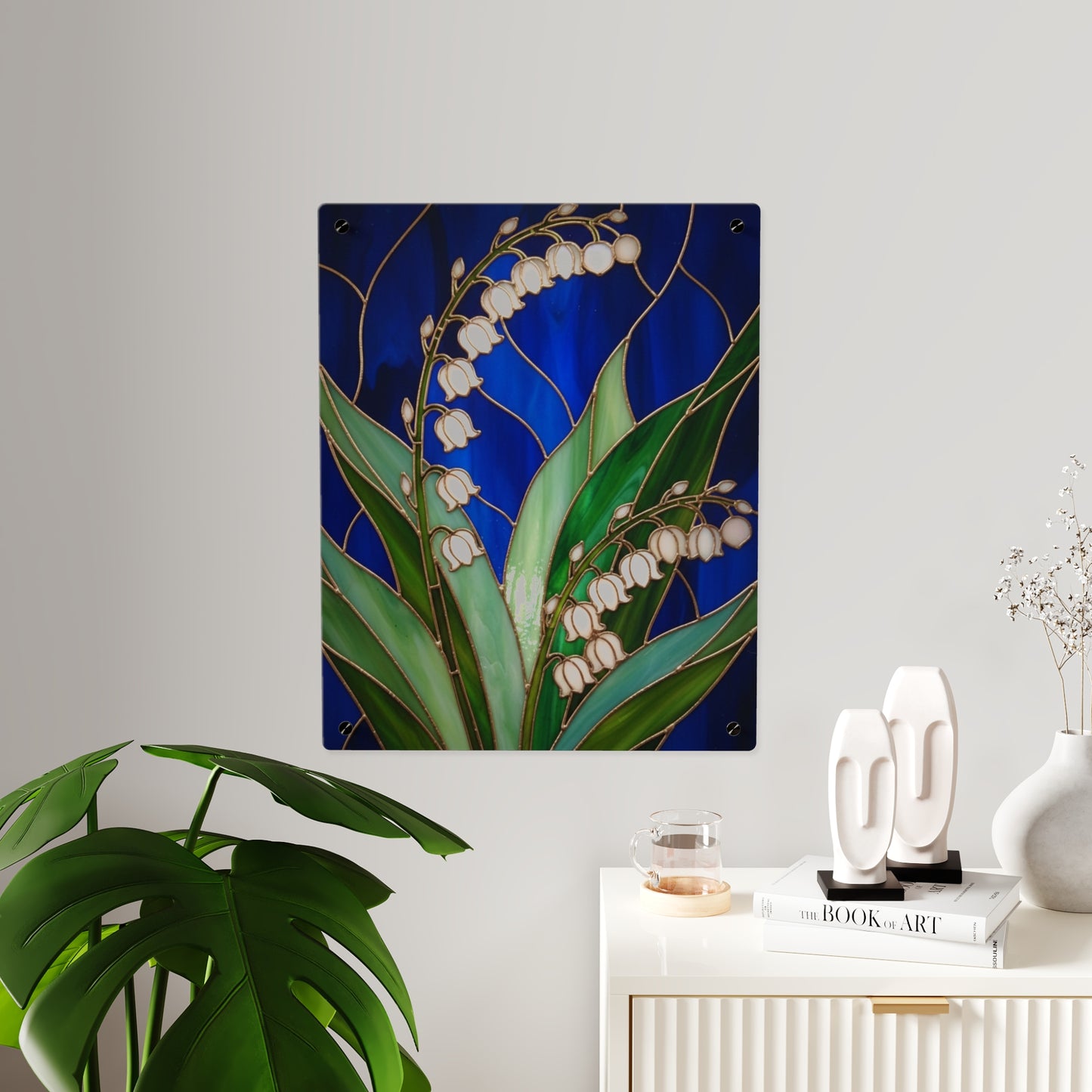 Lily of the Valley Acrylic Wall Art Panel — Botanical Floral Home Decor - 14603
